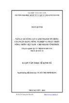 Nâng cao năng lực cạnh tranh tín dụng của ngân hàng nông nghiệp và phát triển nông thôn việt nam chi nhánh vĩnh phúc