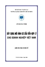 Luận án tiến sĩ xây dựng mô hình cơ cấu vốn hợp lý cho doanh nghiệp việt nam