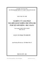 Nghiên cứu giải pháp xóa đói giảm nghèo cho nông hộ ở huyện sơn động tỉnh bắc giang