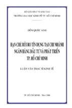 Hạn chế rủi ro tín dụng tại chi nhánh ngân hàng đầu tư và phát triển tp hồ chí minh