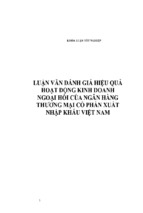 Luận văn đánh giá hiệu quả hoạt động kinh doanh ngoại hối của ngân hàng thương mại