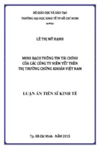 Luận án tiến sĩ minh bạch thông tin tài chính  của các công ty niêm yết trên thị trường chứng khoán việt nam