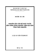 Nghiên cứu vấn đề phát triển bền vững công nghiệp trên địa bàn tỉnh thái nguyên