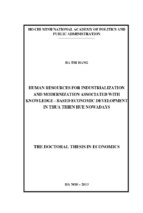 Nguồn nhân lực cho công nghiệp hóa, hiện đại hóa gắn với phát triển kinh tế tri thức ở tỉnh thừa thiên huế hiện nay