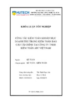 Công tác kiểm toán khoản mục doanh thu tại công ty tnhh kiểm toán afc việt nam