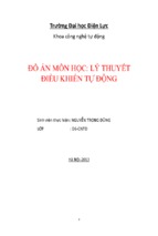 đồ án môn học lý thuyết điều khiển tự động   trường đại học điện lực