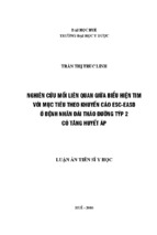 Luận án tiến sĩ nghiên cứu mối liên quan giữa biểu hiện tim với mục tiêu theo khuyến cáo esc easd ở bệnh nhân đái tháo đường týp 2 có tăng huyết áp