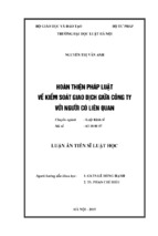 Luận án tiến sĩ luật học hoàn thiện pháp luật về kiểm soát giao dịch giữa công ty với người có liên quan