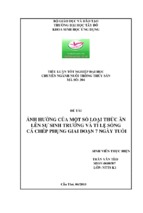 ảnh hưởng của một số loại thức ăn lên sự sinh trưởng và tỉ lệ sống cá chép phụng giai đoạn 7 ngày tuổi