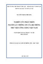 Tóm tắt luận án tiến sĩ thông tin   thư viện nghiên cứu phát triển nguồn lực thông tin của hệ thống thư viện công cộng việt nam