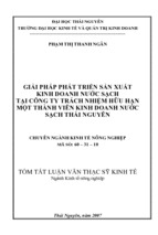 Giải pháp phát triển sản xuẩt kinh doanh nước sạch tại công ty tnhh một thành viên kinh doanh nước sạch thái nguyên