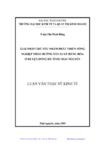 Giải pháp chủ yếu nhằm phát triển nông nghiệp theo hướng sản xuất hàng hóa ở huyện đồng hỷ tỉnh thái nguyên