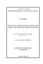 Luận văn thạc sĩ kinh tế nâng cao chất lượng tín dụng ngân hàng nông nghiệp và phát triển nông thôn huyện phú bình