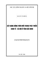 Xây dựng nông thôn mới trong phát triển kinh tế – xã hội ở tỉnh bắc ninh