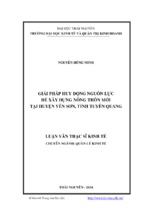 Giải pháp huy động nguồn lực để xây dựng nông thôn mới tại huyện yên sơn tỉnh tuyên quang