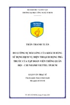 đo lường sự hài lòng của khách hàng sử dụng dịch vụ điện thoại di động trả trước của tập đoàn viễn thông qđ chi nhánh viettel thành thành phố hồ chí minh