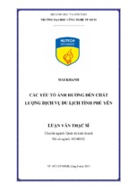 Các yếu tố ảnh hưởng đến chất lượng dịch vụ du lịch tỉnh phú yên