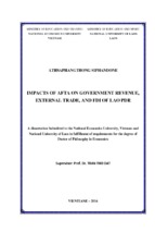 Tác động của afta đối với nguồn thu ngân sách chính phủ, thương mại quốc tế và đầu tư trực tiếp nước ngoài của chdcnd lào (e)
