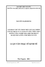 Giải pháp chủ yếu nhằm thúc đẩy quá trình chuyển dịch cơ cấu kinh tế nông thôn theo hướng công nghiệp hóa hiện đại hóa ở huyện phú lương tỉnh thái nguyên
