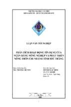 Luận văn tốt nghiệp phân tích hoạt động tín dụng của ngân hàng nông nghiệp và phát triển nông thôn chi nhánh tỉnh sóc trăng