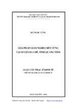 Giải pháp giảm nghèo bền vững tại huyện ba chẽ tỉnh quảng ninh