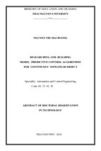 Tóm tắt luận án tiến sĩ researching and building model predictive control algorithms for continuous nonlinear object