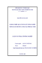 Luận văn thạc sĩ nông nghiệp đánh giá hiệu quả sử dụng đất nông nghiệp trên địa bàn huyện lương tài tỉnh bắc ninh