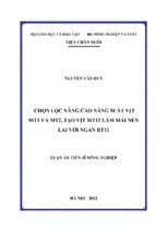 Chọn lọc nâng cao năng suất vịt mt1 và mt2, tạo vịt mt12 làm mái nền lai với ngan rt11   copy