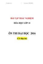 Bài tập trắc nghiệm hóa học lớp 10 có đáp án luyện thi đại học 2016