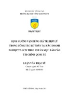 định hướng vận dụng giá trị hợp lý trong công tác kế toán tại các doanh nghiệp thành phố hồ chí minh theo chuẩn mực báo cáo tài chính quốc tế