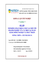 Mở rộng hoạt động cho vay đối với doanh nghiệp vừa và nhỏ tại ngân hàng nông nghiệp và phát triển nông thôn chi nhánh 10