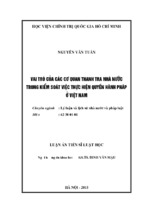 Vai trò của các cơ quan thanh tra nhà nước trong kiểm soát việc thực hiện quyền hành pháp ở việt nam