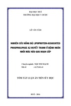 Tóm tắt luận án tiến sĩ y học nghiên cứu nồng độ lipoprotein associated phospholipase a2 huyết thanh ở bệnh nhân nhồi máu não giai đoạn cấp