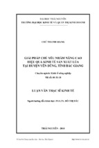 Giải pháp chủ yếu nhằm nâng cao hiệu quả kinh tế sản xuất lúa tại huyện yên dũng tỉnh bắc giang