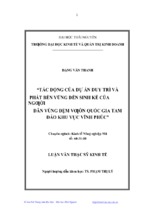 Luận văn tác động của dự án duy trì và phát bền vững đến sinh kế của ngƣời dân vùng đệm vƣờn quốc gia tam đảo khu vực vĩnh phúc
