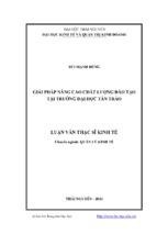 Giải pháp nâng cao chất lượng đào tạo tại trường đại học tân trào