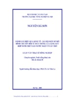 Luận văn thạc sĩ nông nghiệp đánh giá hiệu quả kinh tế   xã hội một số mô hình chuyển đổi từ đất trồng lúa sang kết hợp nuôi thuỷ sản nước ngọt ở cần thơ