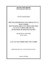 điều tra tình hình sản xuất khoai tây và khảo nghiệm một số giống khoai tây trong điều kiện sản xuất vụ đông 2005, 2006 tại huyện đồng hỷ tỉnh thái nguyên