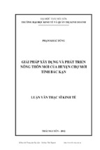 Giải pháp xây dựng và phát triển nông thôn mới của huyện chợ mới tỉnh bắc kạn