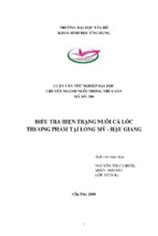 Khảo sát hiện trạng kỹ thuật và hiệu quả mô hình nuôi cá lóc vèo thương phẩm tại huyện long mỹ tỉnh hậu giang