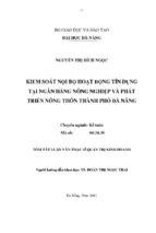 Luận văn thạc sĩ kiểm soát nội bộ hoạt động tín dụng tại ngân hàng nông nghiệp và phát triển nông thôn thành phố đà nẵng