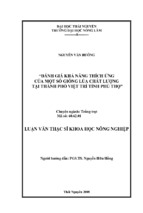 Luận văn thạc sĩ khoa học nông nghiệp đánh giá khả năng thích ứng của một số giống lúa chất lượng tại thành phố việt trì tỉnh phú thọ