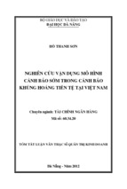 Luận văn thạc sĩ nghiên cứu vận dụng mô hình cảnh báo sớm trong cảnh báo khủng hoảng tiền tệ tại việt nam