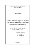 Nghiên cứu hiện trạng và đề xuất giải pháp phát triển hệ thống cây xanh ở phường đồng xuân (kl06453)