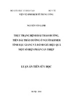 Luận án tiến sĩ y học thực trạng bệnh đái tháo đường, tiền đái tháo đường ở người khmer tỉnh hậu giang và đánh giá hiệu quả một số biện pháp can thiệp