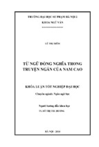 Từ ngữ đồng nghĩa trong truyện ngắn của nam cao (kl06333)