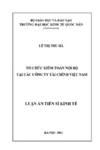 Tổ chức kiểm toán nội bộ tại các công ty tài chính việt nam