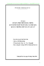 Skkn sử dụng phần mềm excel trong quản lí thi nghề nhằm nâng cao hiệu quả quản lí trường thpt số 4 tp lào cai