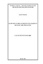 Luận án tiến sĩ văn hóa học sự biến đổi văn hóa gia đình ở vùng tái định cư huyện kỳ anh, tỉnh hà tĩnh