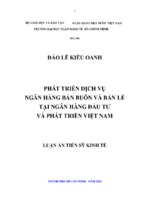 Luận án tiến sĩ kinh tế ngân hàng bán buôn và bán lẻ tại ngân hàng đầu tư và phát triển việt nam